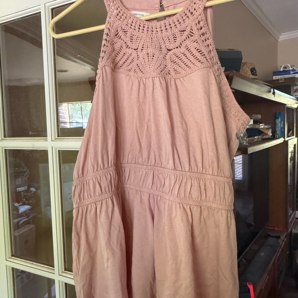 Maurice’s Halter High Neck Peplum Crochet Trim Tank L